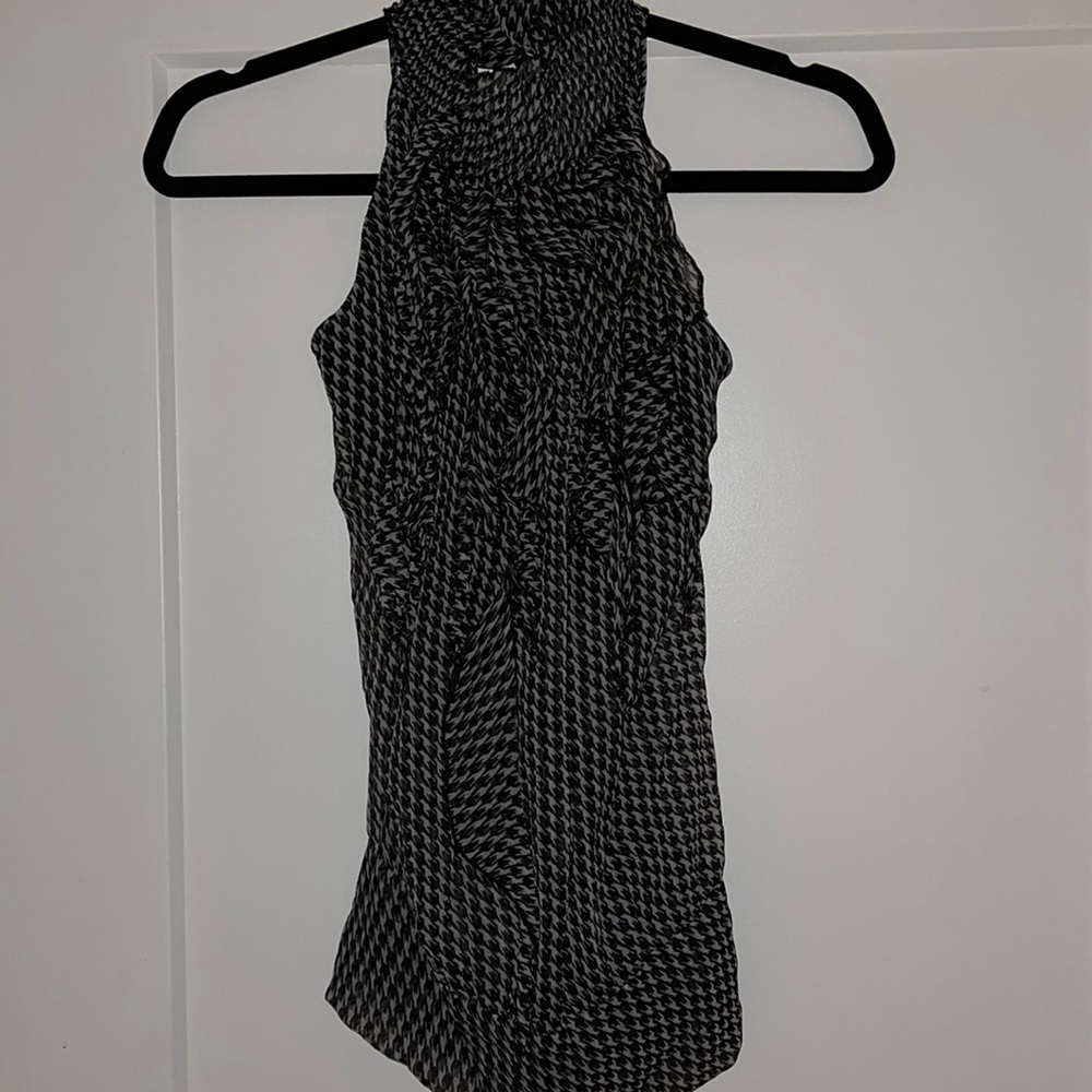 Sheer houndstooth blouse